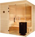 Massivholz Sauna nach Maß aus Erlenholz – Kristall Glasfront