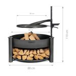SET Multifunktionale Feuerschale MONTANA 80 cm mit Grillrost 60 cm