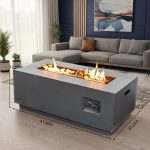 Tevara 120 cm Rauchfreie rechteckige Metall-Propan-Feuerstelle für den Außenbereich mit Abdeckung Gartenmöbel