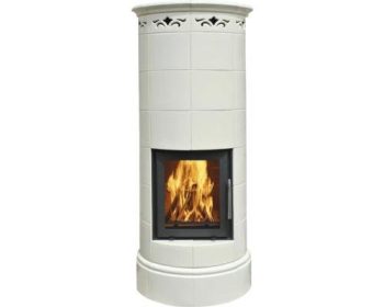 Kaminofen DOMOFIRE Genf Keramik weiß 9 kW Mit Wärmespeicher