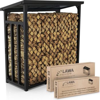 LAWA Living and Lifestyle Kaminholzregal außen mit Dach verzinkte Stapelhilfe 185x70x185 FR01