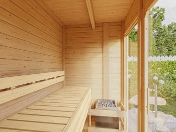 Karibu Gartensauna View terragrau mit Klarglastür