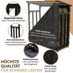 Kaminholzregal außen Metall mit Dach Rückwand & Abdeckplane verzinkt